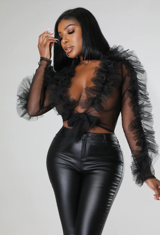 Tulle Sheer Tie Crop