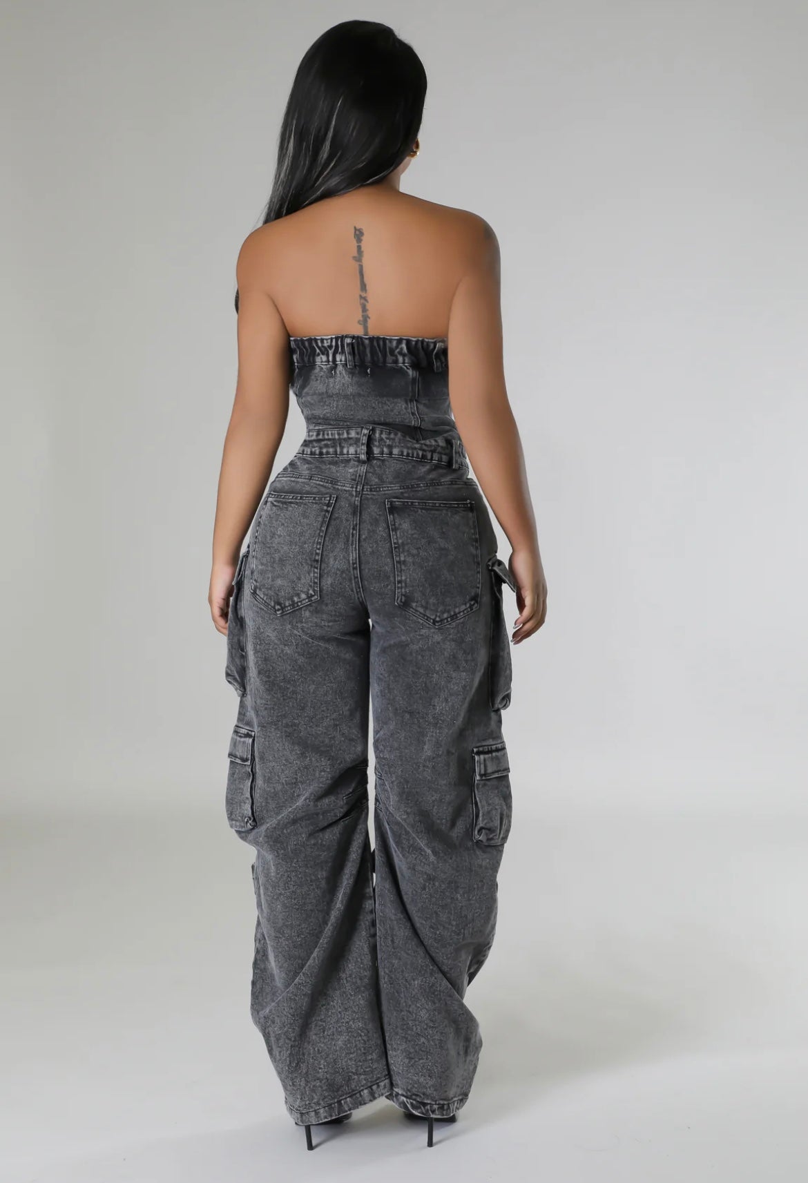 Claiming You Denim Jumpsuit ( Black )