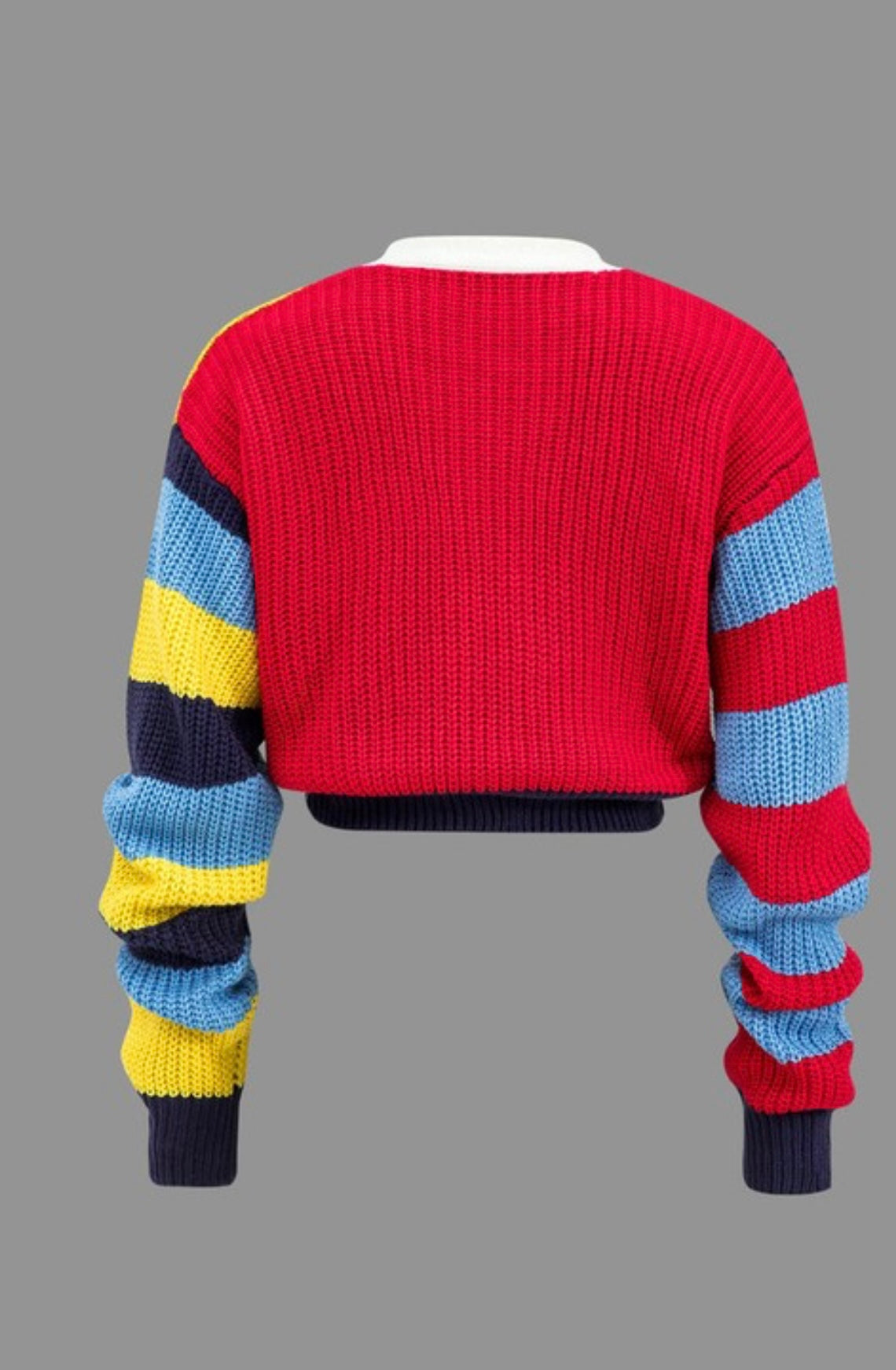Color Block Crop Sweater Cardigan