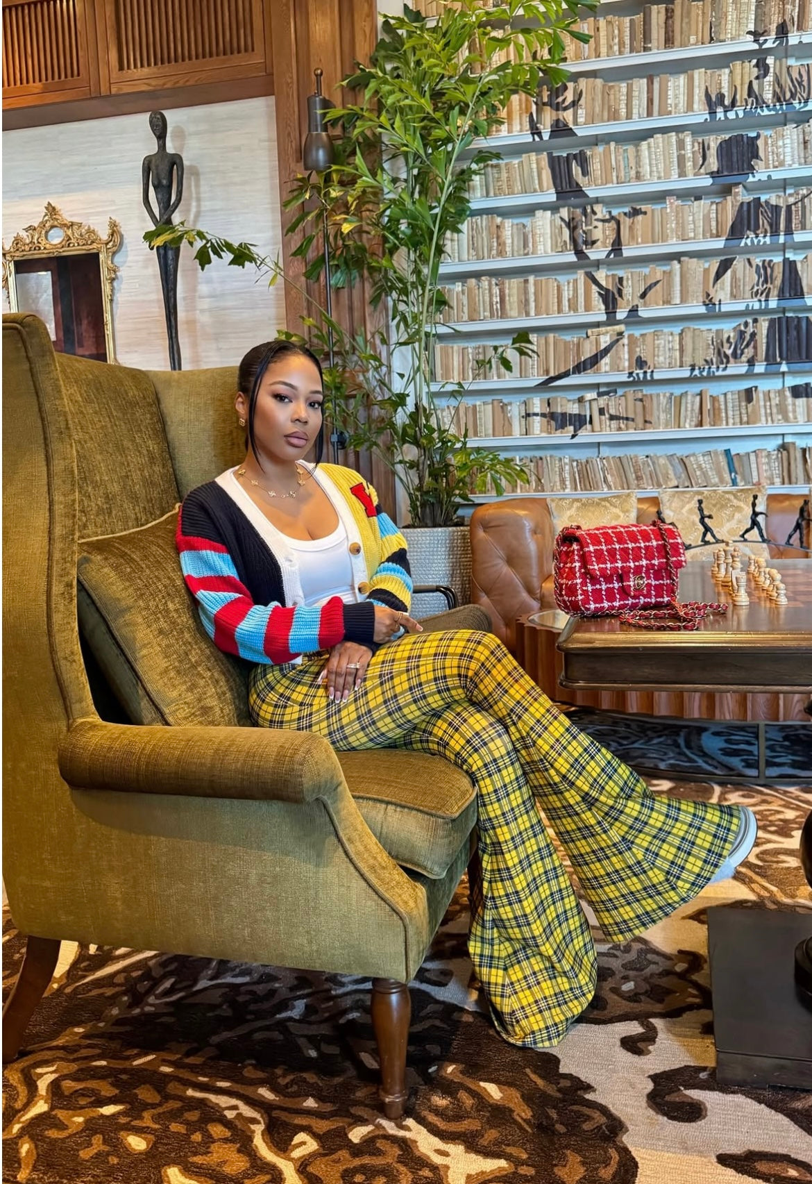 London Plaid Bell Bottom Pants