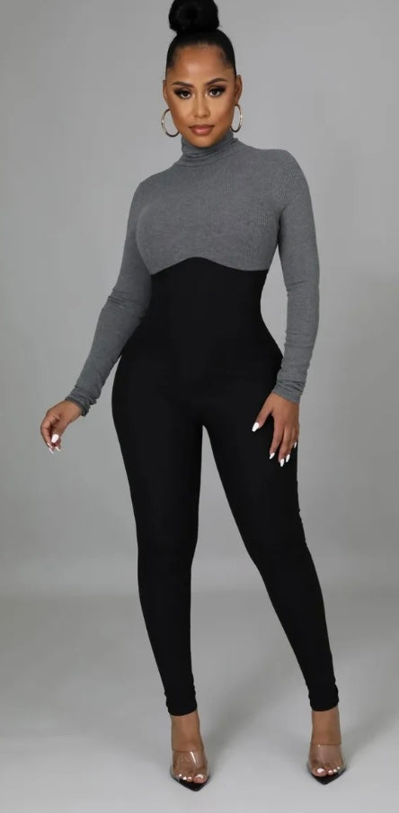 Date Taste Jumpsuit ( Charcoal )