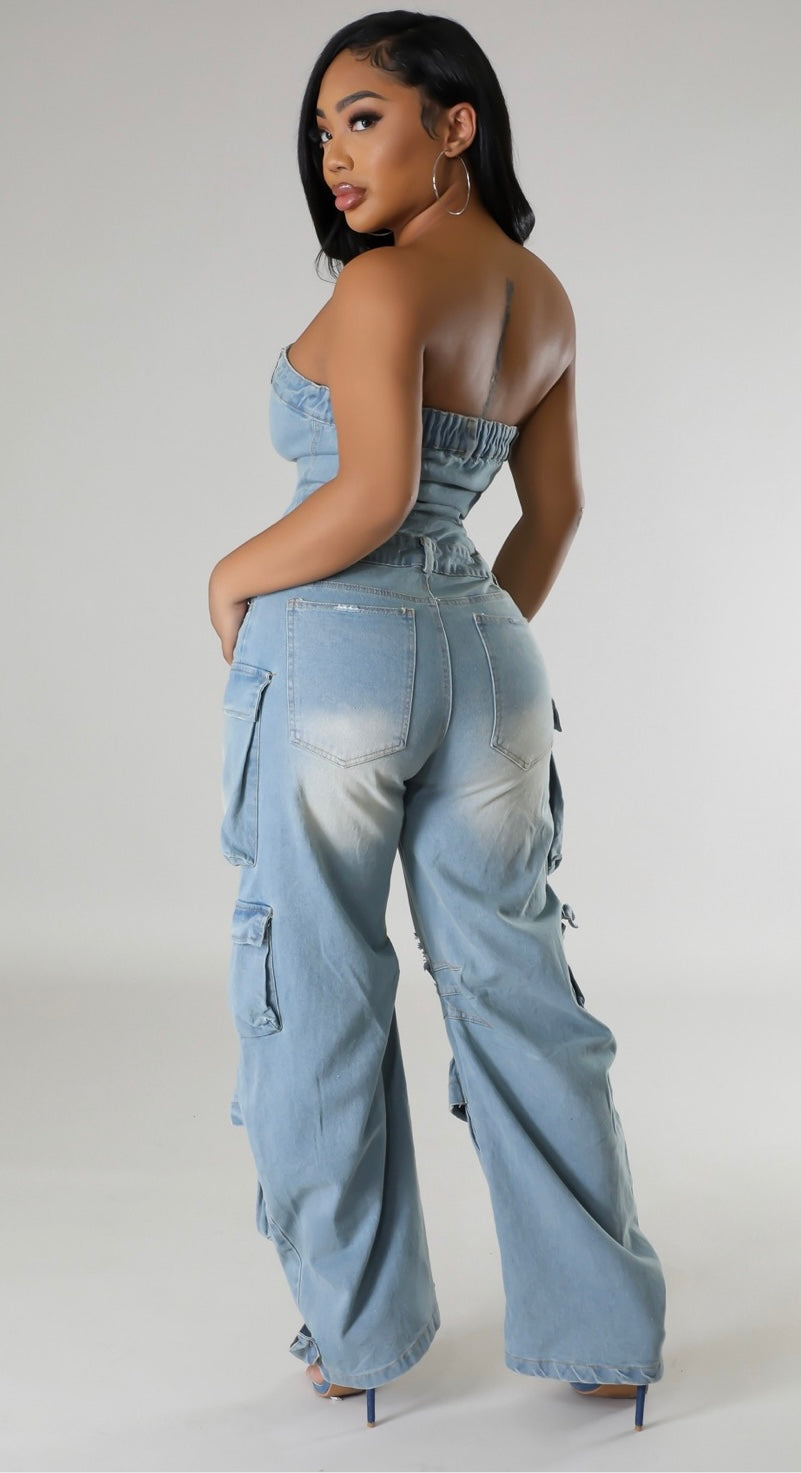 Claiming You Denim Jumpsuit
