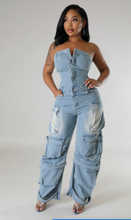 Claiming You Denim Jumpsuit
