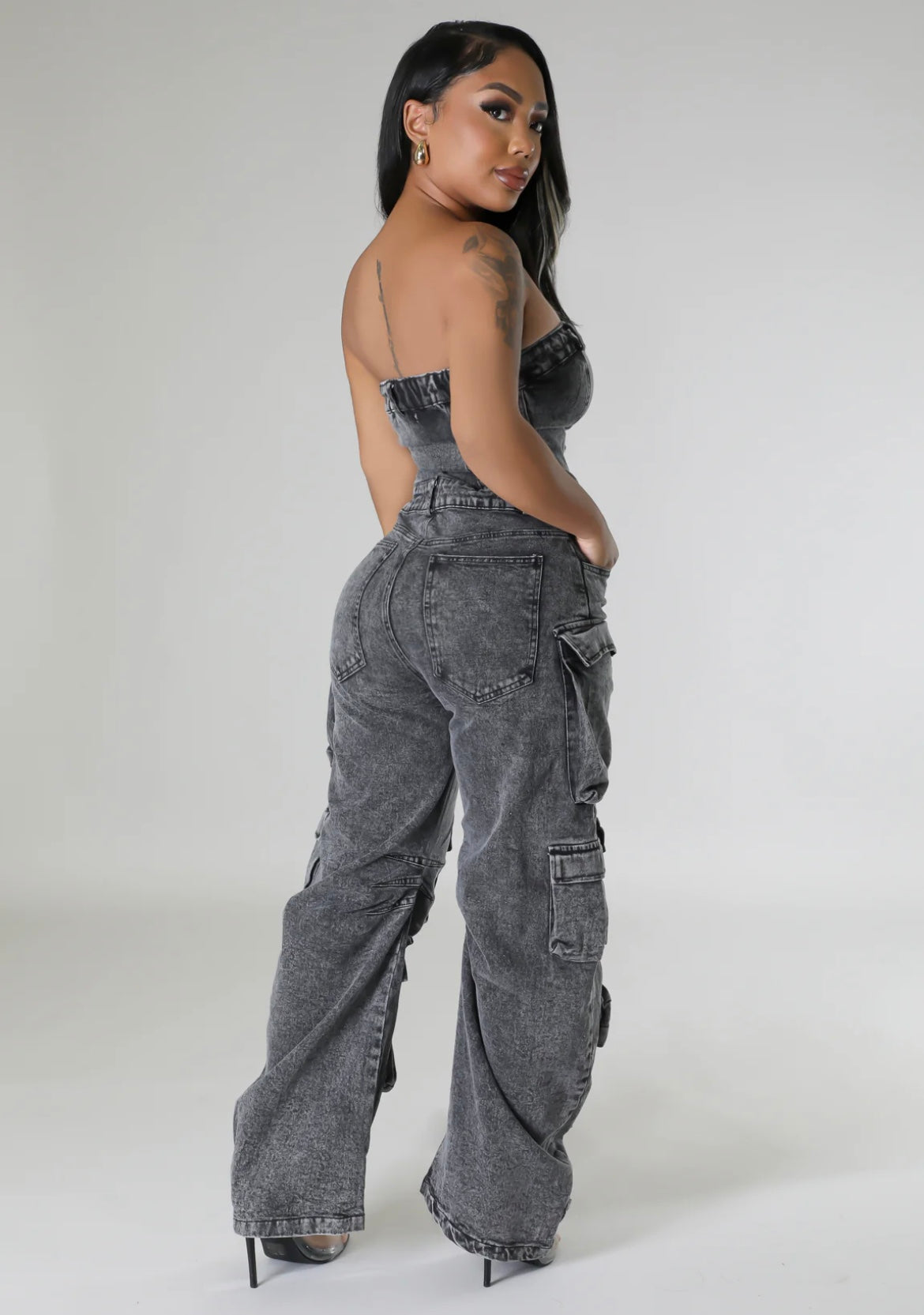 Claiming You Denim Jumpsuit ( Black )