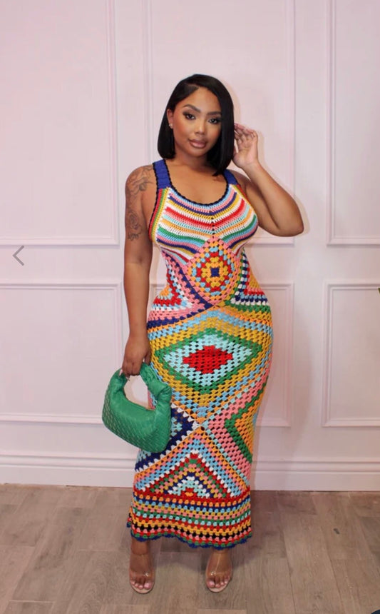 Multi Color Crochet Maxi