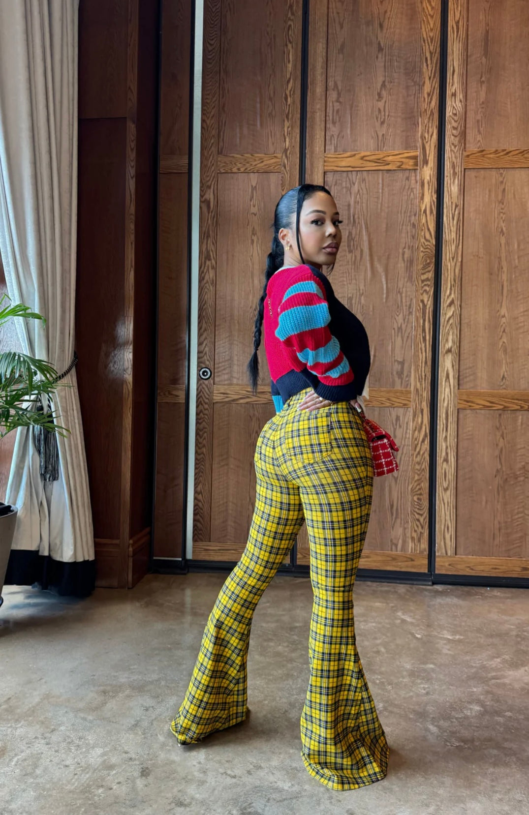London Plaid Bell Bottom Pants