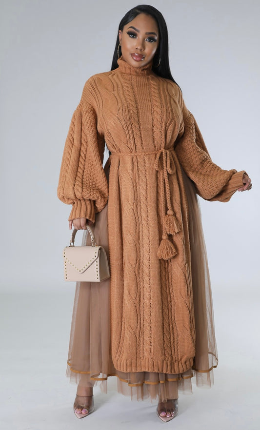 Tulle Me A Secret Skirt Set ( Brown )