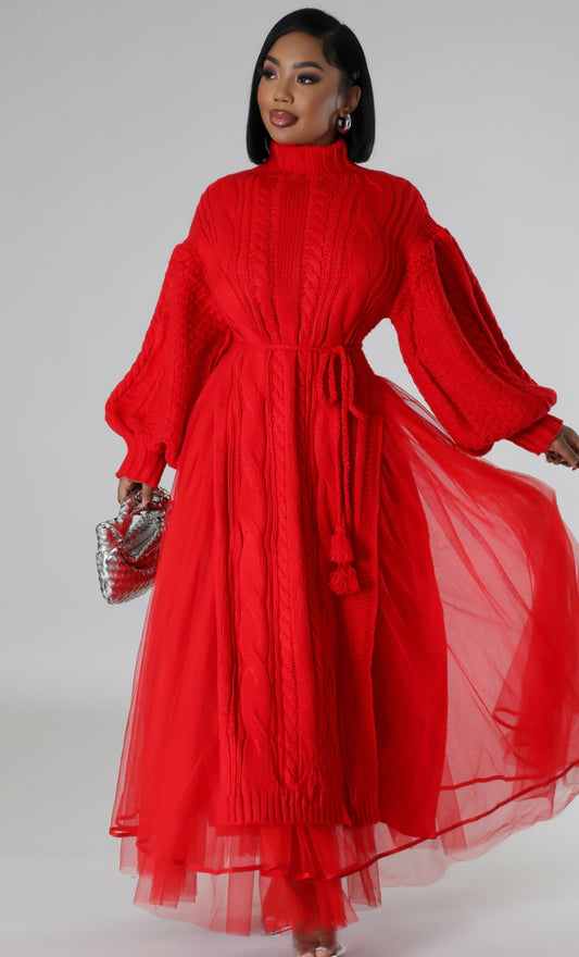 Tulle Me Skirt Set (Red )