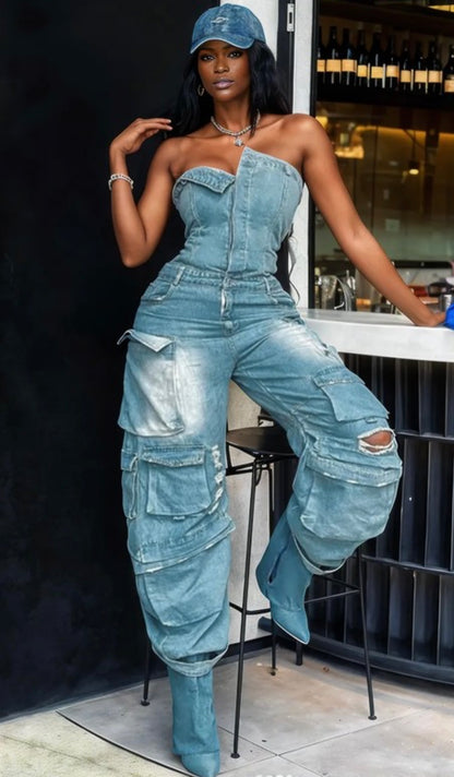 Claiming You Denim Jumpsuit