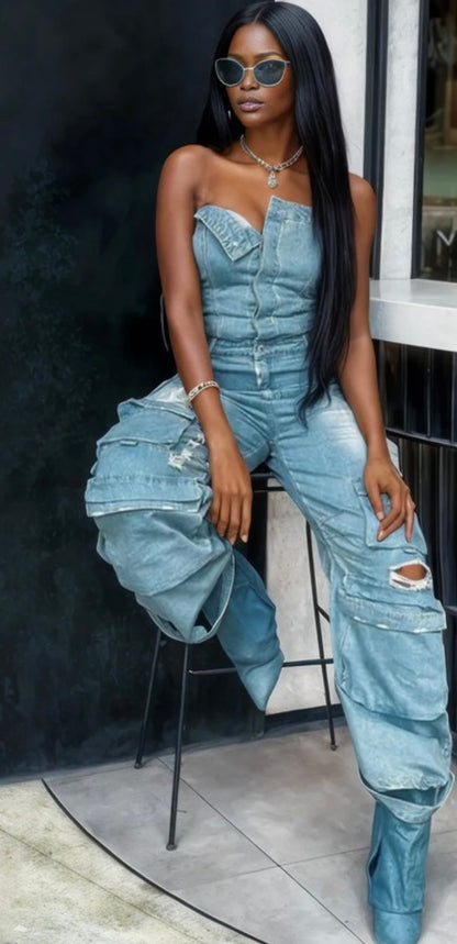 Claiming You Denim Jumpsuit