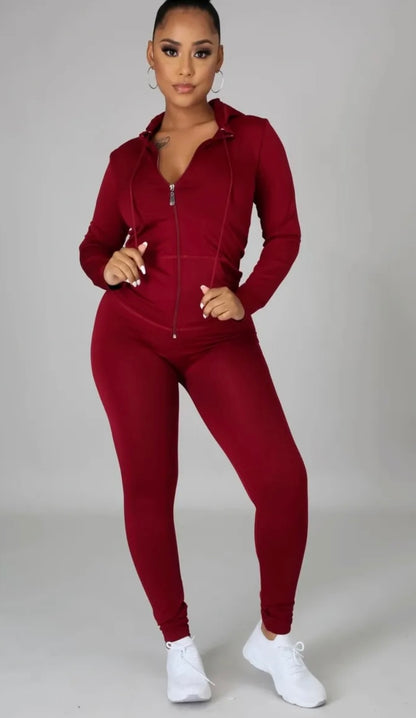 Curves Ahead Legging Set ( Burgundy)