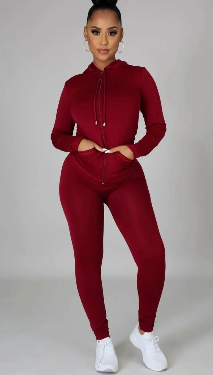 Curves Ahead Legging Set ( Burgundy)
