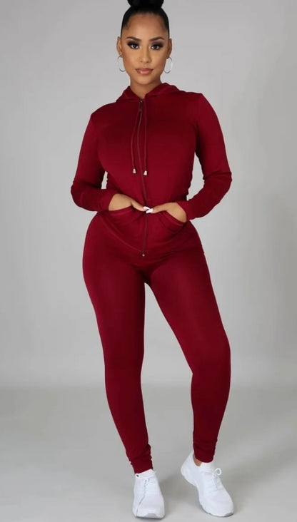 Curves Ahead Legging Set ( Burgundy)
