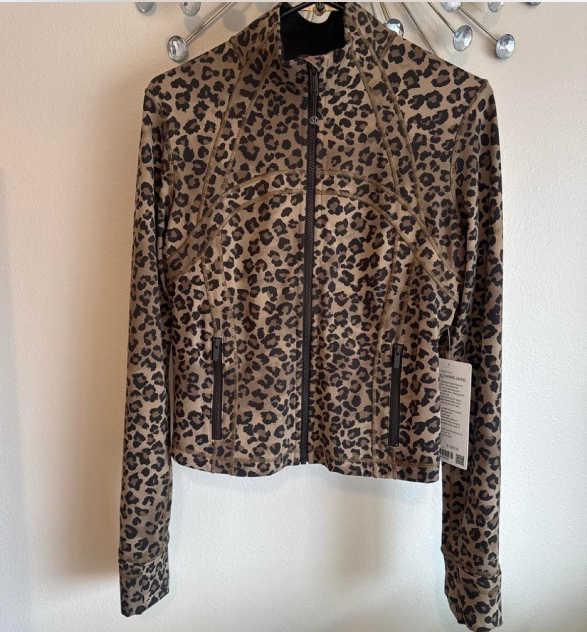 Brown Leopard Zip Up Jacket and Leggings Set