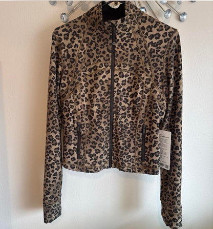 Brown Leopard Zip Up Jacket and Leggings Set