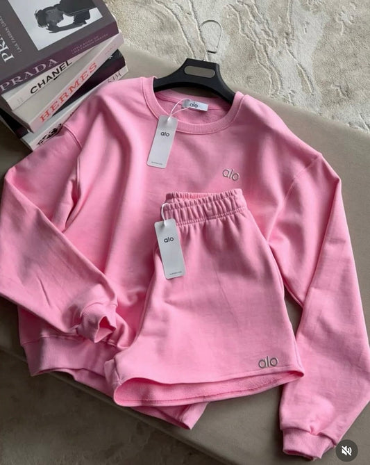 Alo Vintage Pink Short Set