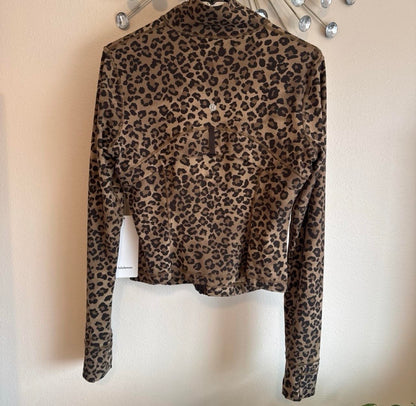 Brown Leopard Zip Up Jacket and Leggings Set
