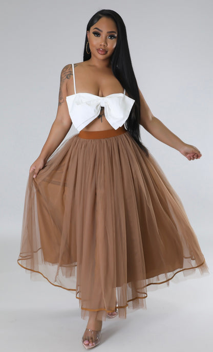 Tulle Me A Secret Skirt Set ( Brown )